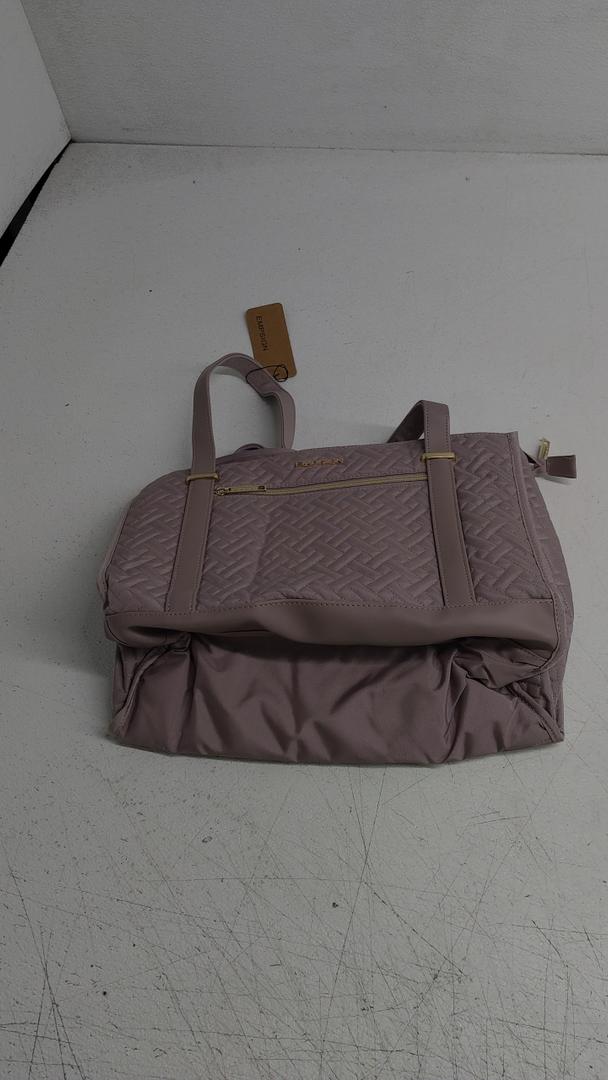 EMPSIGN Laptop Tote bag for women 16 Inch, Stylish Computer Shoulder Tote Bag for Work, Large Capacity Quilted Laptop Briefcase, Waterproof Women Business Office Bag, Quilted Grey Pink