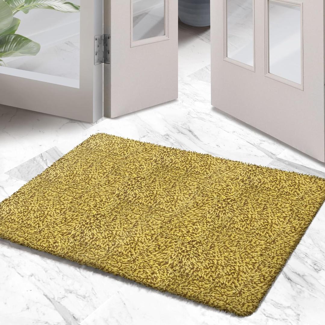 Premium Microfiber Indoor Door Mat  24"x36" Washable Entry Mat, Non-Slip, Waterproof Backing, Super Absorbent, Low Profile Entryway Doormat for Indoor Entrance (Brown/Yellow Fibers)