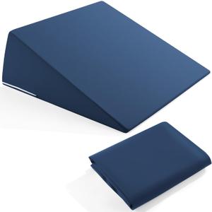 HOMBYS Wedge Pillow Cover, 24x24x7.5 Inch Breathable Wedge Pillowcase (Pillow Not Include), Machine Washable Cover with Zipper, 1 Pack (Navy Blue)