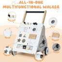 Wooden Baby Walker, Baby Push Walker with Wheel, Push and Pull Toys Learning to Walk, Montessori Walker Toy for Kids Development, Adjustable Speed and Height (Gray)