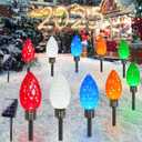 IDEAALS 10 Pack Jumbo Multicolor Solar C9 Christmas Lights OutdoorLED Solar Pathway Lights Waterproof, Strawberry Lights Christmas Decorations Outdoor for Walkway Party Patio Garden Lawn Yard Decor