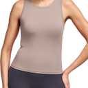 Alaroo Workout Tops for Women Sleeveless Racerback Tank Tops (Beige, L)