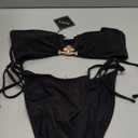 ZAFUL Metal Ring Bandeau Bikini Set Tie Side Bathing Suit High Cut 2 Piece Swimsuit Cutout Swimwear