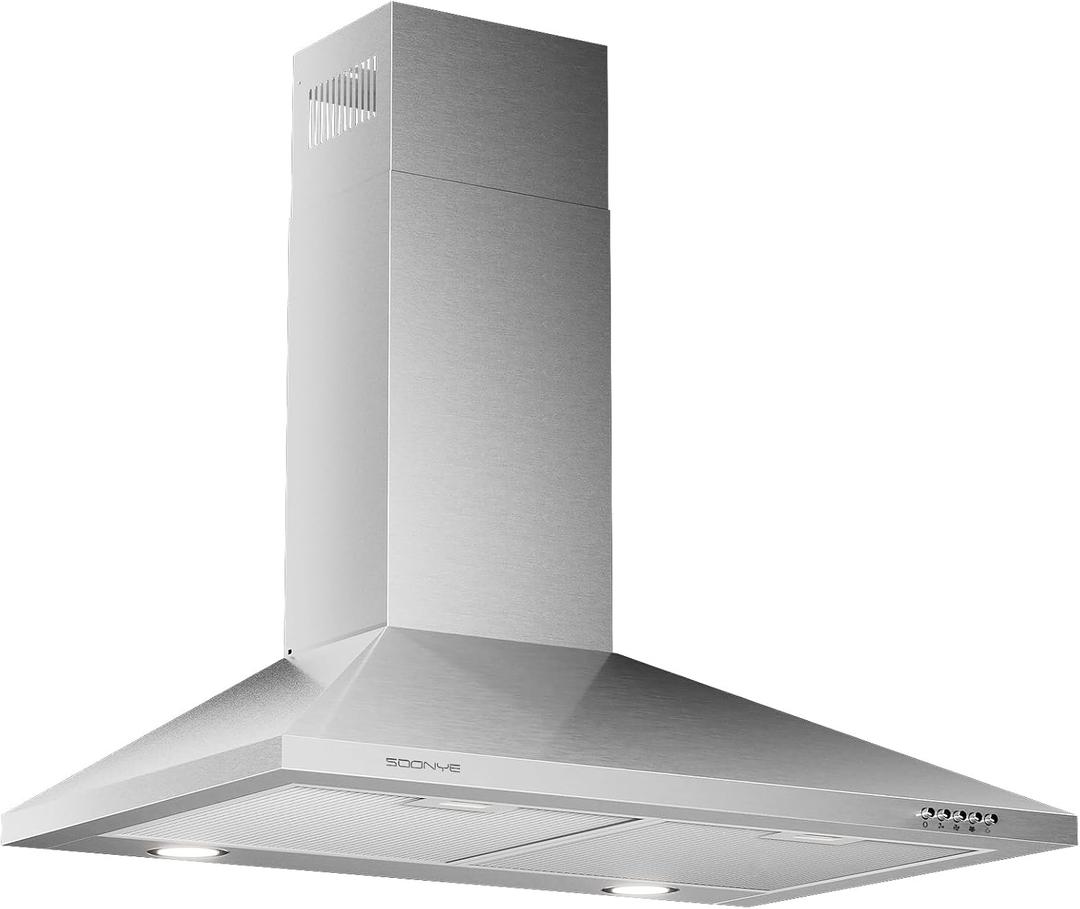 30 Inch Wall Mount Range Hood Stainless Steel Ducted/Ductless Convertible Kitchen Exhaust Hood with 450 CFM Motor, 3 Speed Fan, LED Lighting and Dishwasher Safe Filters (Silver)