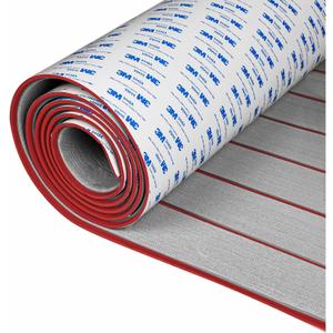 OCEANBROAD Boat Flooring 96''x45.6'', Gray with Red Seam Lines | with 3M Adhesive Backing Non-Slip Eva Foam Marine Boat Decking Sheet For Motor Pontoon Jon Boats RV Floor
