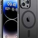 SUPFINE Magnetic for iPhone 14 Pro Max Case (Compatible with MagSafe) (Military Grade Drop Protection) Translucent Matte Shockproof Phone Cover,Black
