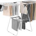 VEVOR Clothes Drying Rack, 2-Tier Foldable Laundry Dryer Rack with Sock Clips & 21 Drying Rods, Metal Height Adjustable Drying Racks for Outdoor & Indoor, Free-Standing & Space-Saving Hanger, White, 54.5"D x 23.6"W x 39.4"H