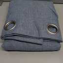 jinchan Linen Textured Room Darkening Curtain 90 Inches Long for Living Room Denim Blue Thermal Insulated Grommet Top Window Drape for Bedroom 1 Panel Denim Blue