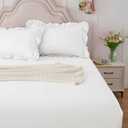 Homiest 2-Pieces Ruffle Pillow Case & Fitted Sheet Set, White Twin Sheets with Ruffled Pillow Shams, 15 Inch Deep Pocket, Cute & Coquette Microfiber Bed Set for Decorating Bedroom Hotel
