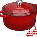 Enameled Cast Iron Dutch Oven - Umite Chef 5QT Pot with Lid & Cotton Potholders - Heavy-Duty Cookware for Bread Baking, Braising, Stews, Roasting(Red)
