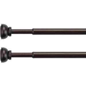 KXLife 2 Pack Spring Tension Curtain Rod, 1/2- inch Decorative Tension Drapery Rod for Window, Caf Rod Bronze, (22-36)