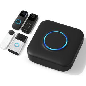 Smart WiFi Wireless Doorbell Chime for Google Nest, Ring, Blink App-Connected with 58 Music, 5 Adjustable Volume & LED Light, No Wiring Required (2pack, Black)