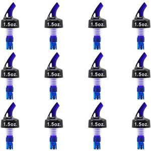 12 Pack Measured Liquor Bottle Pourer Spout With Collar (Blue 1.5oz 45ml), Jigger Quick Shot Spirit Measure Pourer for Alcohol Wine Cocktail