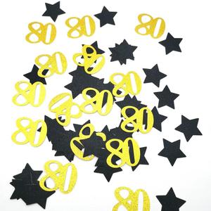 Gold 80 Confetti 80th Birthday Confetti Black Star 80th Anniversary Party for Party Table Decoration Supplies or DIY 60 PCS