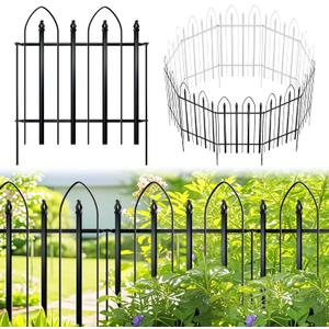 Thealyn Garden Fence 32" H x 24" W (5 Panels, Total 10 ft), Metal Fence Decorative Border Fence, Rustproof Landscape Fencing for Dog, Flower Bed, Yard, Patio, Animal Barrier