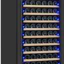 Large Wine Fridge, 200 Bottles Wine Fridge with Fast Cooling and Intelligent Temperature Memory, Wine Cooler Refrigerator Freestanding or Built-in, Tall Wine Refrigerator with Glass Door, Black
