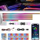 New Version Dreamcolor Acrylic Car Interior Lights 10 in 1 RGB LED Strip Lights APP Control Zoned Control System 252 Color Modes DIY Fiber Optic Ambient Lighting Kits Music Car Neon Lights
