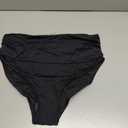 Tempt Me Women's High Waisted Bikini Bottom Tummy Control Ruched Bathing Suit Swim Bottom (Large, Black)