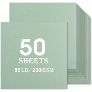 Sage Green Cardstock 50 sheets, 12 x 12 Cardstock Paper Bulk Construction Paper,230GSM Card Stock Printer Paper Scrapbooking Supplies for Diy Crafts Cricut Card Making