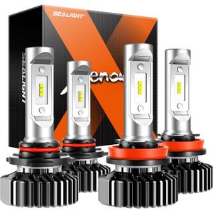 SEALIGHT H8 Fog and HB3 Fog Bulbs, 58000LM 9005 H11 Light combo, Powersport H9/H11 HB3 Bulbs or Fog Lights, Plug and Play, Pack of 2