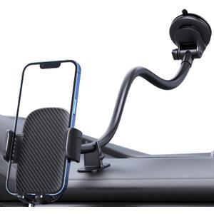 Qifutan Phone Holder - 14-Inch Long Arm Windshield Car Cell Phone Holder Anti-Shake Stabilizer Automobile Mount for iPhone Android Smartphones