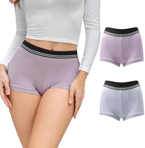 DEANGELMON Womens Modal Boxer Briefs Underwear Soft Stretch Boy Shorts Panties for Women Full Coverage(Pack of , XL)