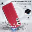 for Samsung Galaxy S23 5G Case Clear View Window Hard PC for Samsung S23 Phone Case Slim Mirror Kickstand Luxury Flip Shockproof Galaxy S23 5g Protective Cover (Red)