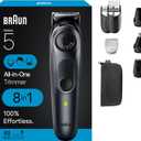 Braun All-in-One Style Kit Series 5 5480, 8-in-1 Trimmer for Men with Beard Trimmer, Body Trimmer for Manscaping, Hair Clippers & More, Ultra-Sharp Blade, 40 Length Settings, Waterproof (Black)