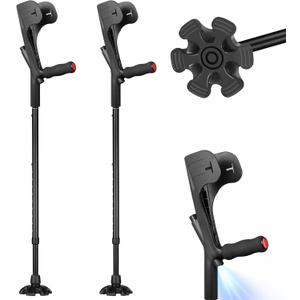 LIXIANG Forearm Crutches for Adults 5ft 6 Feet 350 Lbs Black, 2PCS