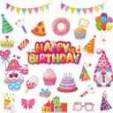 25 Pieces Happy Birthday Magnets, Birthday Cruise Door Magnets Decorations Cake Balloons Gnomes Magnetic Stickers Birthday Car Magnets for Birthday Fridge Metal Door Garage Car Decor, ZS182