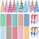 EBOOT 10 Pack Oversized Beach Towel Set Extra Large Pool Towels Microfiber Quick Dry Swim Blanket for Adult Women Men Face Hand Body Bath Travel Pool(Bright Color,28 x 59 Inch,Cabana Stripe)