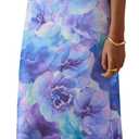 PRETTYGARDEN Women's Floral Bodycon Maxi Dress Summer Beach Sundress Sleeveless Spaghetti Strap Wedding Guest Dress (Purple, M)