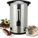 14 L/110 Cups Coffee Urn, Double-Wall Stainless Steel Coffee Maker Hot Water Urn, Large Capacity Hot Coffee Dispenser, Quick Brew, Stays Hot for Buffet Catering Wedding Gathering(Silver)