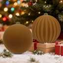 LANGXUN 2 Pcs 8 Inch Extra Large Velvet Christmas Ball Ornaments - Shatterproof Hanging Christmas Tree Decorations for Xmas Holiday Party Wedding Home Decor (Coffee Brown)