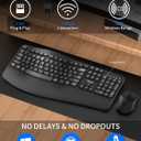 Wireless Keyboard and Mouse Combo,2.4G Full Size Wave Keys Ergonomic Keyboard with Wrist Rest for Natural Typing, 3 DPI Adjustable Ergonomic Silent Mouse for Computer/Laptop/Windows/Mac (Black)