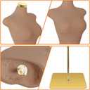 Sexy Female Mannequin, Pinnable Manikin Body Torso with Gold Metal Base, 60"-78" Adjustable Height for Clothing Display, Brown