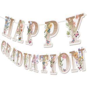 Wildflower Graduation Party Decorations 2026 Happy Graduation Banner Boho Butterfly Floral Grad Party Decorations Class of 2026 School College Senior Grad Supplies
