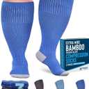 Doctor's Select 3 Pairs Plus Size Compression Socks - Grey, Teal, Blue | Compression Socks Plus Size for Nursing, Traveling, Running | Compression Socks Men Wide Calf (3X-Large)