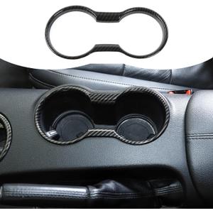 RT-TCZ Carbon Fiber Cup Holder Cover Frame Trim Interior Accessories Compatible with Ford Mustang 2015-2023