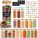 BGraceyy 16 oz 20 pcs Glass Jars with Bamboo Lids, Stackable Clear Food Storage Jars, Airtight Kichen Glass Pantry Storage Containers with Lids for Rice, Candy, Sugar, Flour, Nuts, Cookie, Spice Only 1 without a lid