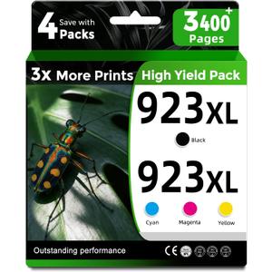 923e 923XL 923 Ink Cartridges for HP OfficeJet Pro 8130e 8135e 8139e 8138e 8122e 8120 8124e 8125e 8130 8132e 8134e Printers (4 Pack with Chip)