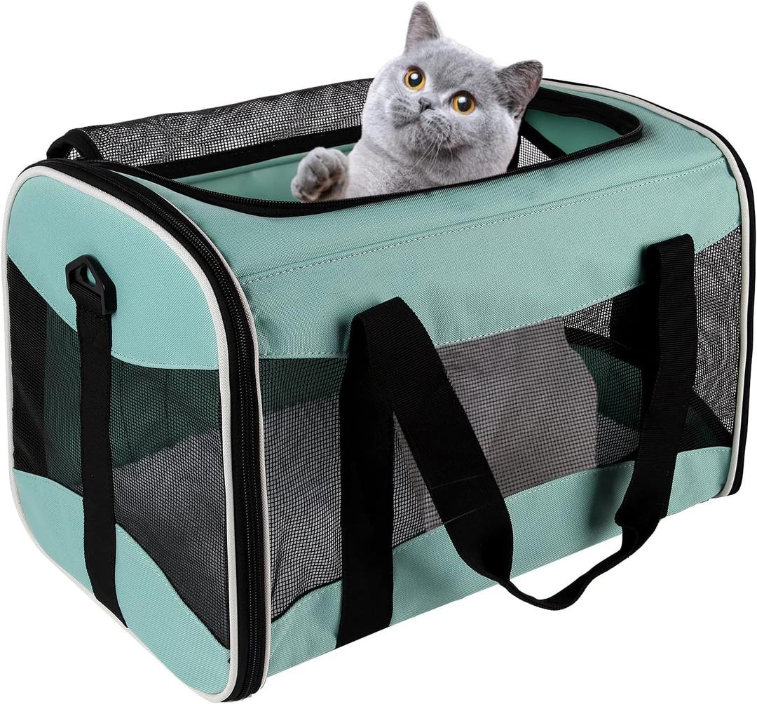 Cat Carrying Case - Pet Carrier, Up to 30Lbs Soft Sided Protable and Breathabl Pet Travel Carrier, Pet Travel Carrier Removable Fleece Pad, Collapsible for Cats Dogs(X-Large, Green)