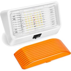 Kohree LED RV Exterior Porch Utility 320 Lumen Light with Switch 12V Replacment Light for RVs, Trailers, Campers, 5th Wheels., White Base, Included Clear and Amber Lenses Removable