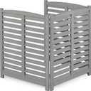 YOPTO 32" W x 38" H,3-Panel Outdoor Air Conditioner Fence,Wooden Outside Wood Privacy Screen,for Pool Equipment Enclosure,Trash Can Enclosures,Air Conditioner,Grey