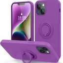 MOCCA Compatible with iPhone 14 Phone Case with Ring Stand | Super Soft Microfiber Lining | Full-Body Anti-Scratch Liquid Silicone Case for iPhone 14 Women Girls 6.1inch - Purple