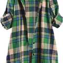 SOLY HUX Women's Long Sleeve Button Down Plaid Shirt (S)