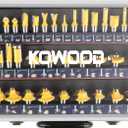 KOWOOD Router Bits Sets 35B Pieces, Tungsten Carbide Router Bits 1/2 Inch Shank with Aluminum Storage Case, T Shape Wood Milling Cutter for Woodworking