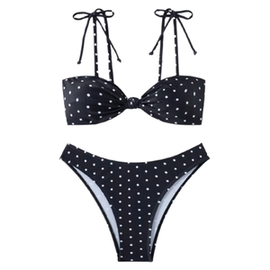 Milumia Women's Polka Dots Bikini Sets 2 Piece High Cut Tie Shoulder Swimsuit Beachwear Multicolor Medium