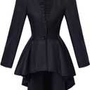 Saniplaycos Women's Steampunk Victorian Jacket Coat Medieval Vintage Gothic Tailcoat Long Sleeve Tuxedo Shirt (XX-Large, Black)