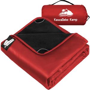 Fleece Waterproof Outdoor Blanket - Windproof Stadium Blanket for Camping, Picnics, and Sports Stay Dry and Comfortable 80"x 58"(Red)